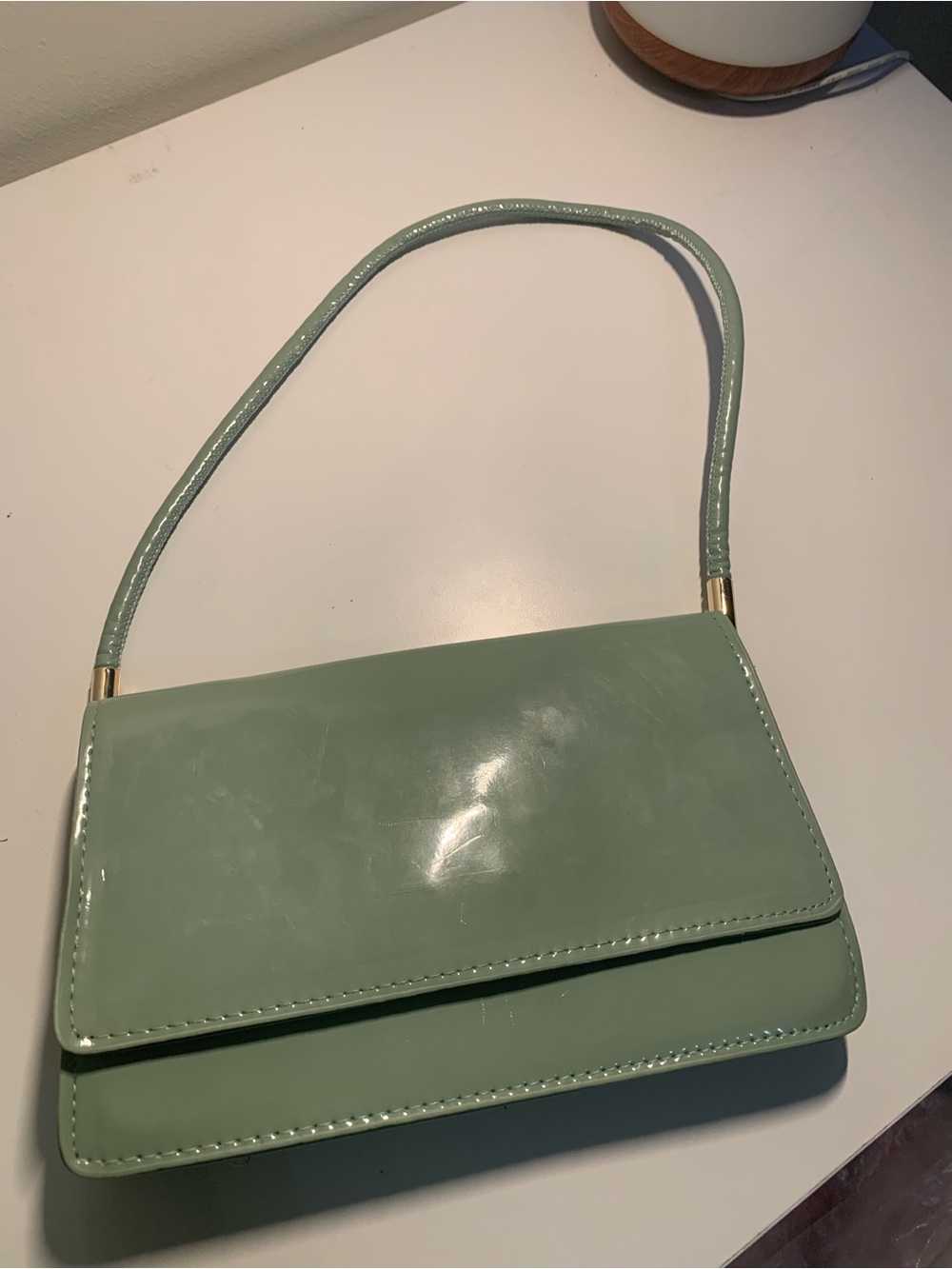 Ardene Mint Green Patent Shoulder Bag